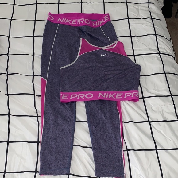 Pink & purple Nike pro dri-fit set